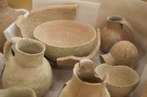 Excavated pots from the Bad Adh-Dhra Tomb (photo Kersel)