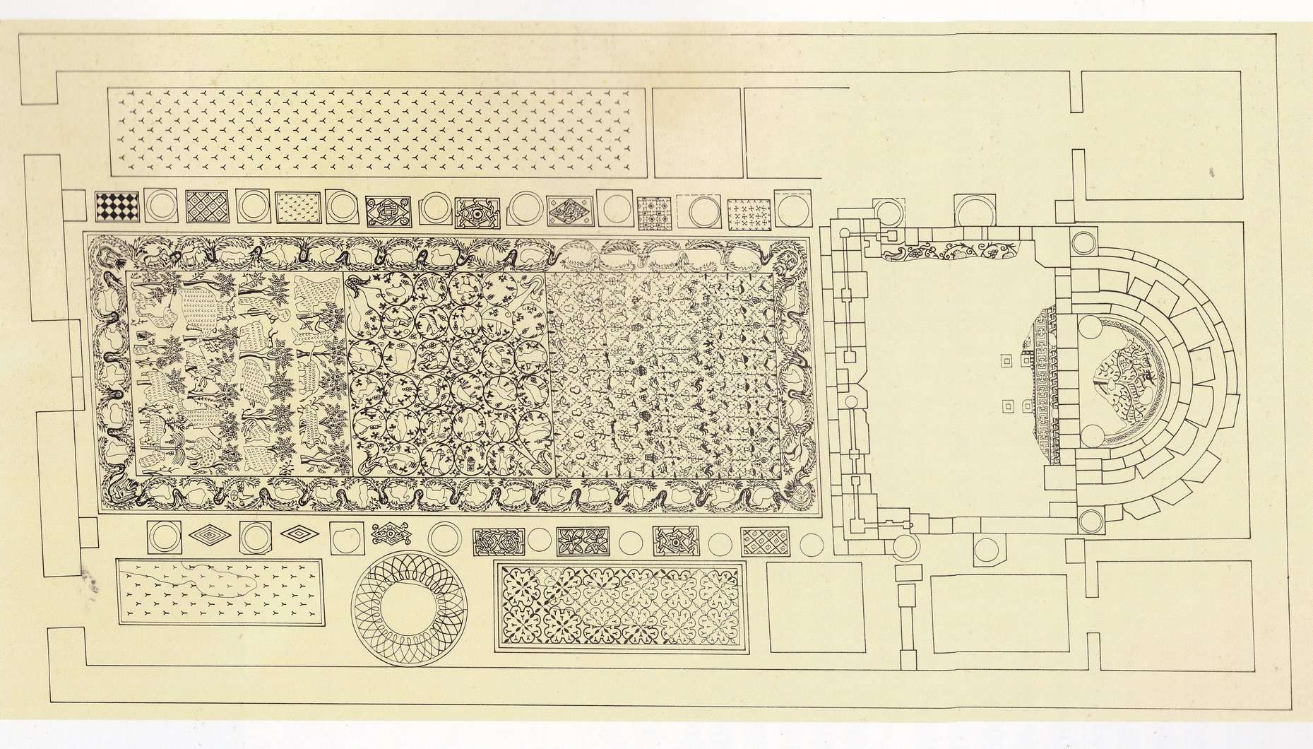 Madaba, Church of al-Khadir; plan by U. Lux and C. Florimont, from The Mosaics of Jordan (1992).