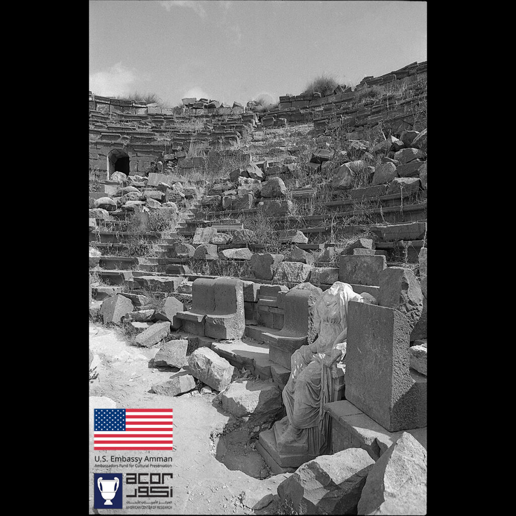 Seating of the Western Theater and statue of the goddess Tyche, patron of the city, c. 1980–1990. Photo from the Rami Khouri collection.